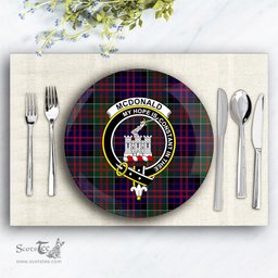 ScotsTee Shop Scottish McDonald of Clan Ranald Crest Tartan Ceramic Plate