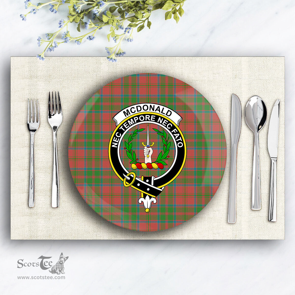 ScotsTee Shop Scottish McDonald of Glencoe Ancient Crest Tartan Ceramic Plate