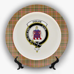 ScotsTee Shop Scottish Ogilvie (Ogilvy) of Strathallan Ancient Crest Tartan Ceramic Plate