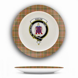 ScotsTee Shop Scottish Ogilvie (Ogilvy) of Strathallan Ancient Crest Tartan Ceramic Plate