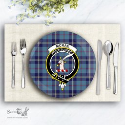 ScotsTee Shop Scottish McRae of America Crest Tartan Ceramic Plate