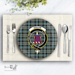 ScotsTee Shop Scottish Ogilvie of Inverarity – VS 1 Crest Tartan Ceramic Plate