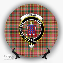 ScotsTee Shop Scottish Ogilvie (Ogilvy) of Strathallan Modern Crest Tartan Ceramic Plate