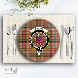 ScotsTee Shop Scottish Ogilvie (Ogilvy) of Strathallan Modern Crest Tartan Ceramic Plate