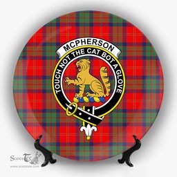 ScotsTee Shop Scottish McPherson of Cluny Modern Crest Tartan Ceramic Plate