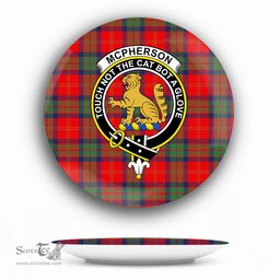ScotsTee Shop Scottish McPherson of Cluny Modern Crest Tartan Ceramic Plate
