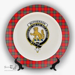 ScotsTee Shop Scottish McPherson of Cluny Modern Crest Tartan Ceramic Plate