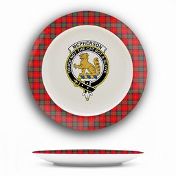 ScotsTee Shop Scottish McPherson of Cluny Modern Crest Tartan Ceramic Plate