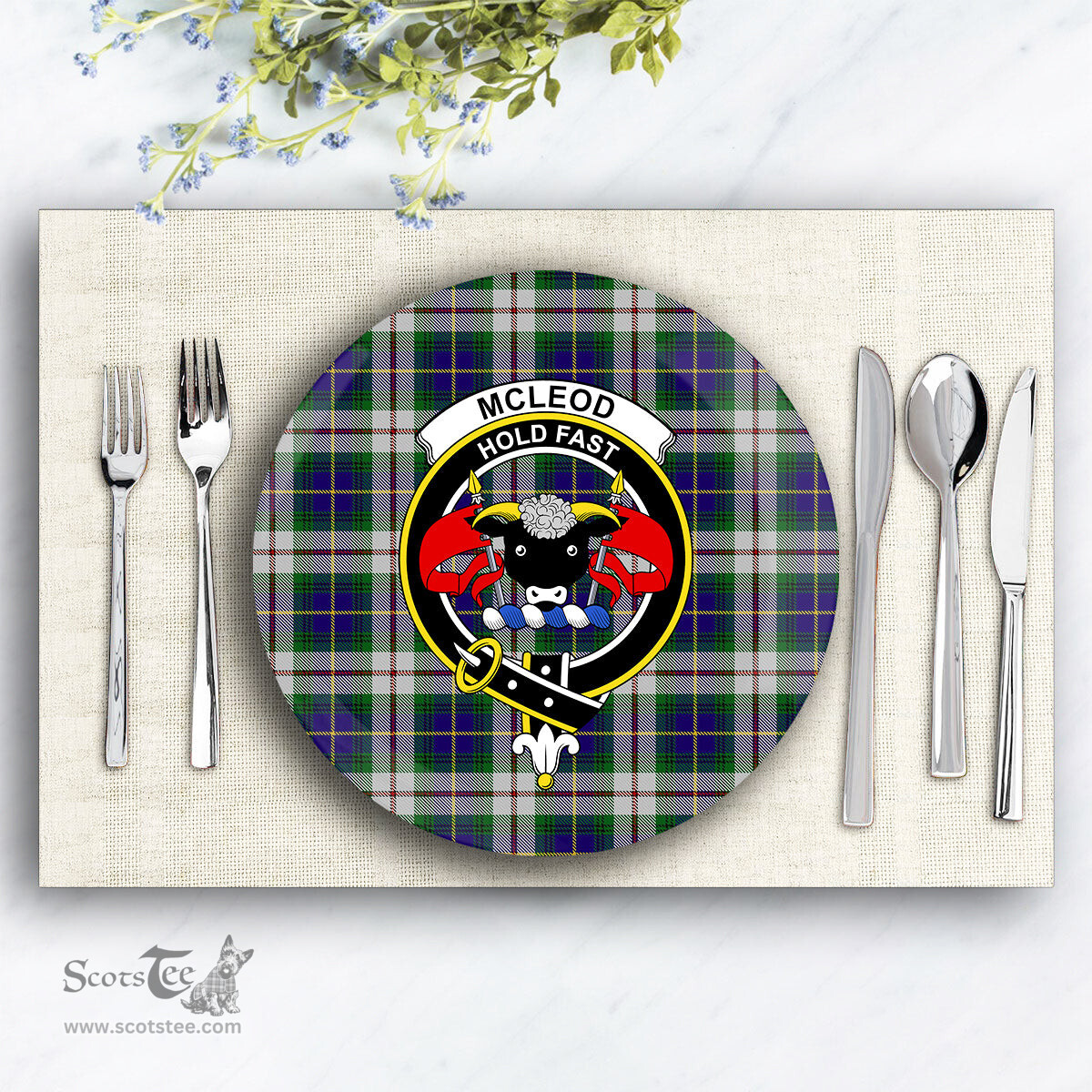 ScotsTee Shop Scottish McLeod Of Californian Crest Tartan Ceramic Plate