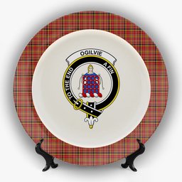 ScotsTee Shop Scottish Ogilvie (Ogilvy) of Strathallan Crest Tartan Ceramic Plate