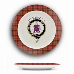 ScotsTee Shop Scottish Ogilvie (Ogilvy) of Strathallan Crest Tartan Ceramic Plate