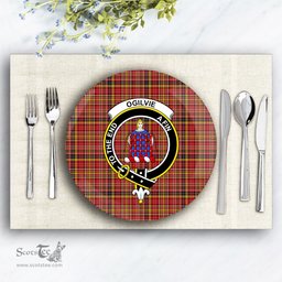 ScotsTee Shop Scottish Ogilvie (Ogilvy) of Strathallan Crest Tartan Ceramic Plate
