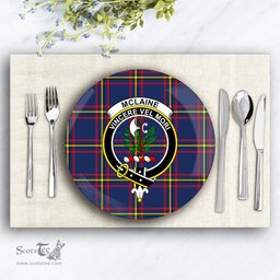 ScotsTee Shop Scottish McLaine of Lochbuie Hunting Modern Crest Tartan Ceramic Plate