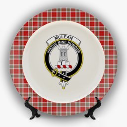 ScotsTee Shop Scottish McLean of Duart Dress Red Crest Tartan Ceramic Plate