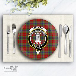 ScotsTee Shop Scottish McLean of Duart Crest Tartan Ceramic Plate