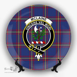 ScotsTee Shop Scottish McLaine of Lochbuie Crest Tartan Ceramic Plate