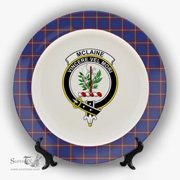 ScotsTee Shop Scottish McLaine of Lochbuie Crest Tartan Ceramic Plate