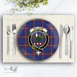 ScotsTee Shop Scottish McLaine of Lochbuie Crest Tartan Ceramic Plate