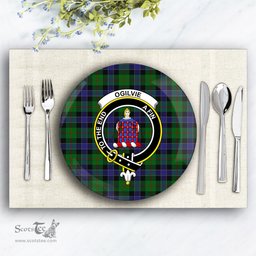 ScotsTee Shop Scottish Ogilvie of Inverarity VS 2 Crest Tartan Ceramic Plate