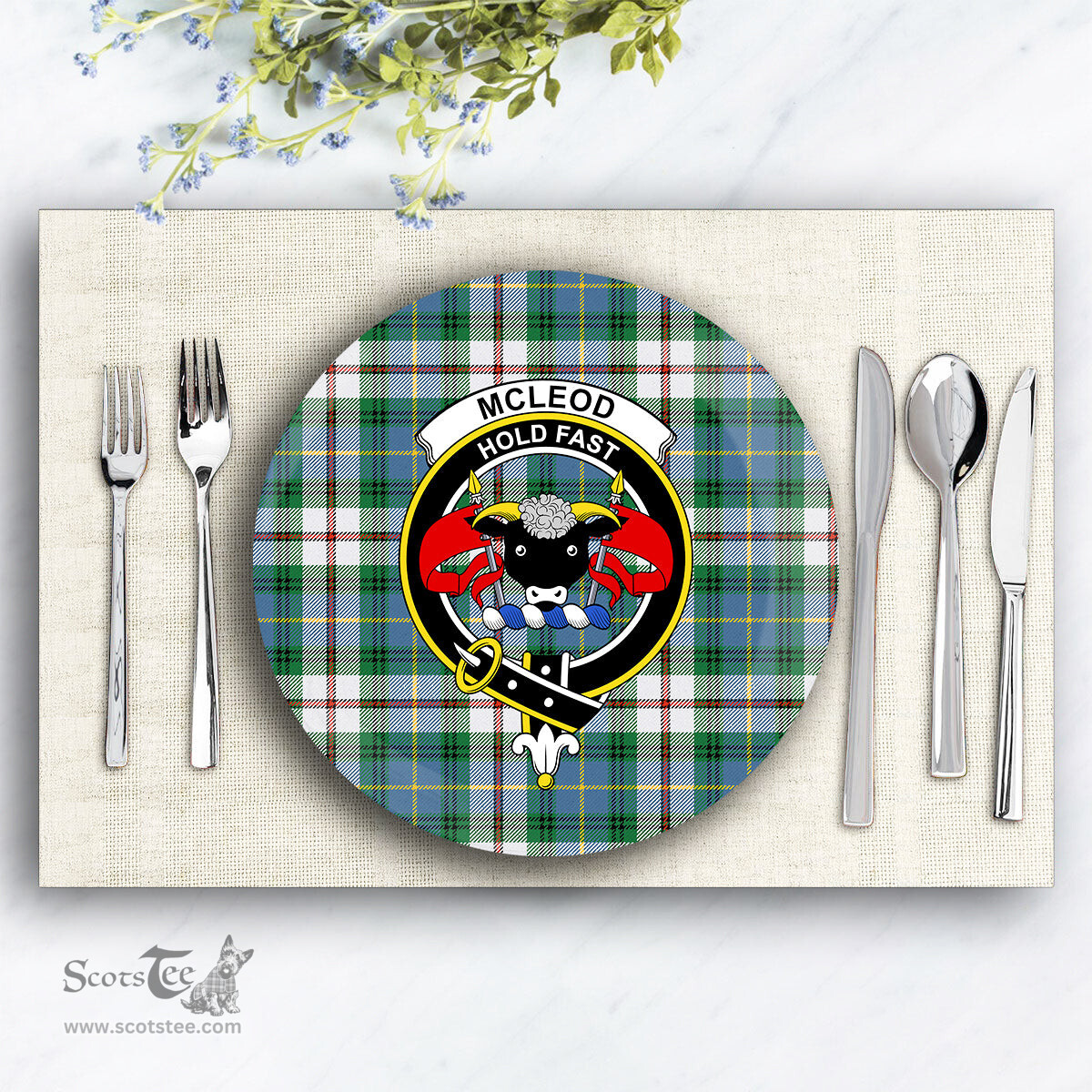 ScotsTee Shop Scottish McLeod Of Californian Ancient Crest Tartan Ceramic Plate