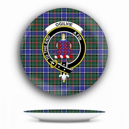 ScotsTee Shop Scottish Ogilvie (Ogilvy) Hunting Modern  Crest Tartan Ceramic Plate