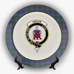 ScotsTee Shop Scottish Ogilvie (Ogilvy) Hunting Modern  Crest Tartan Ceramic Plate