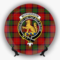 ScotsTee Shop Scottish McPherson of Cluny Crest Tartan Ceramic Plate