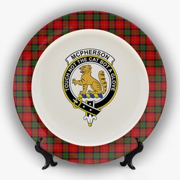 ScotsTee Shop Scottish McPherson of Cluny Crest Tartan Ceramic Plate