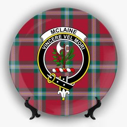 ScotsTee Shop Scottish McLaine of Loch Buie Modern Crest Tartan Ceramic Plate