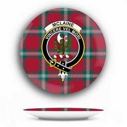 ScotsTee Shop Scottish McLaine of Loch Buie Modern Crest Tartan Ceramic Plate