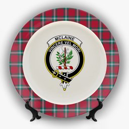 ScotsTee Shop Scottish McLaine of Loch Buie Modern Crest Tartan Ceramic Plate