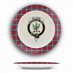 ScotsTee Shop Scottish McLaine of Loch Buie Modern Crest Tartan Ceramic Plate