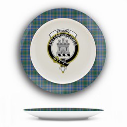 ScotsTee Shop Scottish Strang of Balkaskie Modern Crest Tartan Ceramic Plate