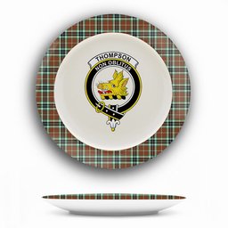 ScotsTee Shop Scottish Thompson Society Hunting Modern  Crest Tartan Ceramic Plate