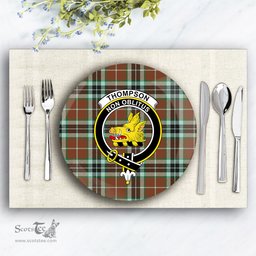 ScotsTee Shop Scottish Thompson Society Hunting Modern  Crest Tartan Ceramic Plate