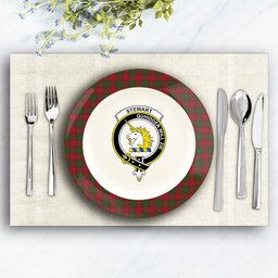 ScotsTee Shop Scottish Stewart of Appin Crest Tartan Ceramic Plate