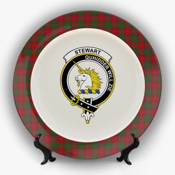 ScotsTee Shop Scottish Stewart of Appin Crest Tartan Ceramic Plate