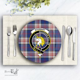 ScotsTee Shop Scottish Stewart of Appin Hunting Dress Crest Tartan Ceramic Plate