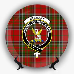 ScotsTee Shop Scottish Stewart of Galloway Crest Tartan Ceramic Plate
