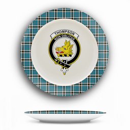 ScotsTee Shop Scottish Thompson Society Dress Blue Ancient Crest Tartan Ceramic Plate