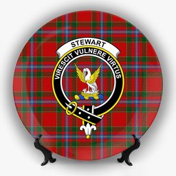 ScotsTee Shop Scottish Stewart of Fingask 1 Crest Tartan Ceramic Plate
