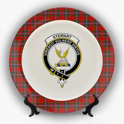 ScotsTee Shop Scottish Stewart of Fingask 1 Crest Tartan Ceramic Plate