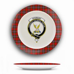 ScotsTee Shop Scottish Stewart of Fingask 1 Crest Tartan Ceramic Plate