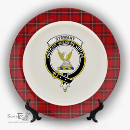 ScotsTee Shop Scottish Stewart of Rothesay 1 Crest Tartan Ceramic Plate