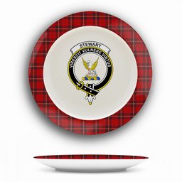 ScotsTee Shop Scottish Stewart of Rothesay 1 Crest Tartan Ceramic Plate