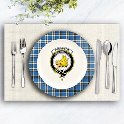 ScotsTee Shop Scottish Thompson Society Dress Blue Modern Crest Tartan Ceramic Plate