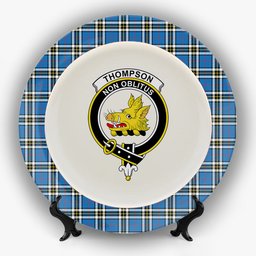 ScotsTee Shop Scottish Thompson Society Dress Blue Modern Crest Tartan Ceramic Plate