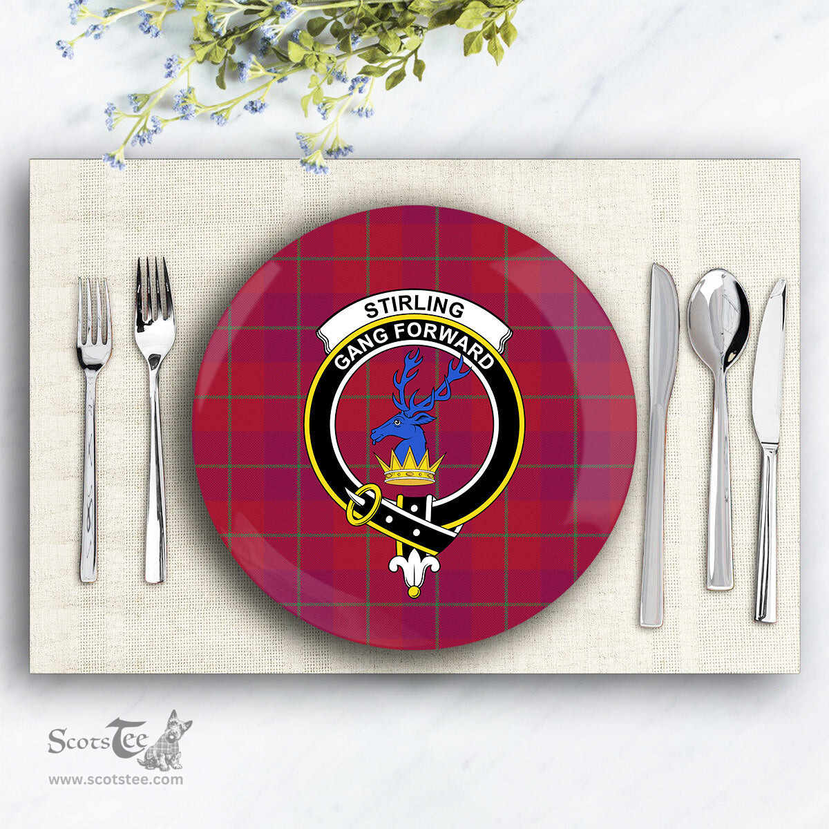 ScotsTee Shop Scottish Stirling of Keir Modern Crest Tartan Ceramic Plate