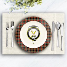 ScotsTee Shop Scottish Stewart High Stewards (Stewart Black) Crest Tartan Ceramic Plate