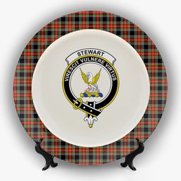 ScotsTee Shop Scottish Stewart High Stewards (Stewart Black) Crest Tartan Ceramic Plate